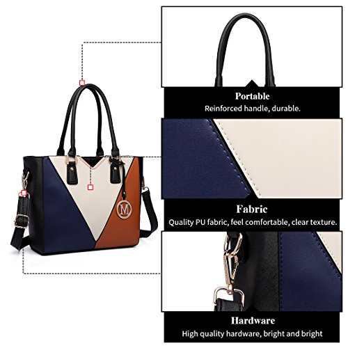 Miss Lulu Bolso de Mano Mujer Bolso Señora Tote Multicolor Piel Sintética Ajustable Bolso Hombro