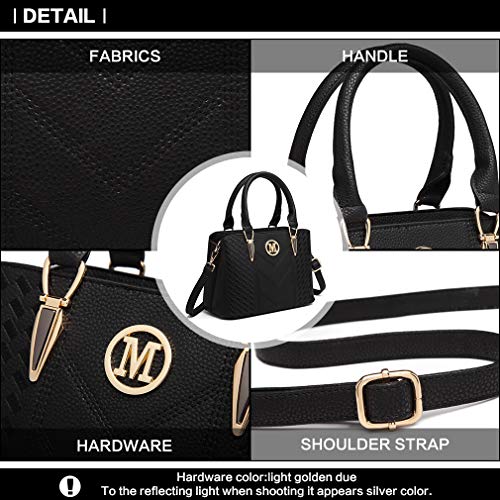 Miss Lulu Bolso de Mano para Mujer Elegante Bolso de Compras con Asa Superior Cuero Sintética (Negro)