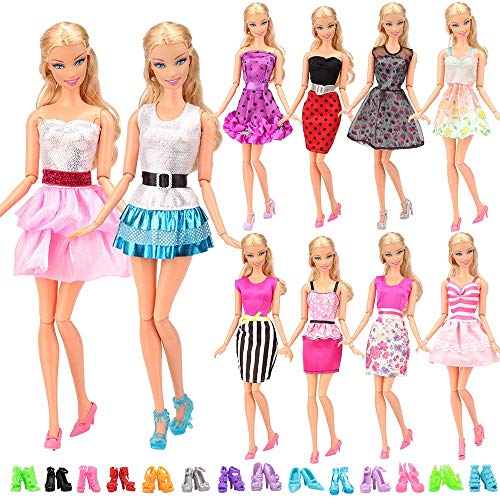 Miunana 20 zapatos de ropa para muñecas = 10 moda de fiesta, día de vacaciones, ropa de vestido, 10 zapatos para niñas de 45 cm