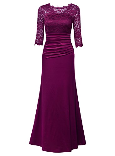 Miusol Elegante Encaje Largo Fiesta Vestido para Mujer Rojo X-Large