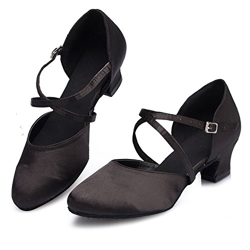 Miyoopark L116 - Zapatos de baile de satén con punta cerrada, color Negro, talla 41 EU