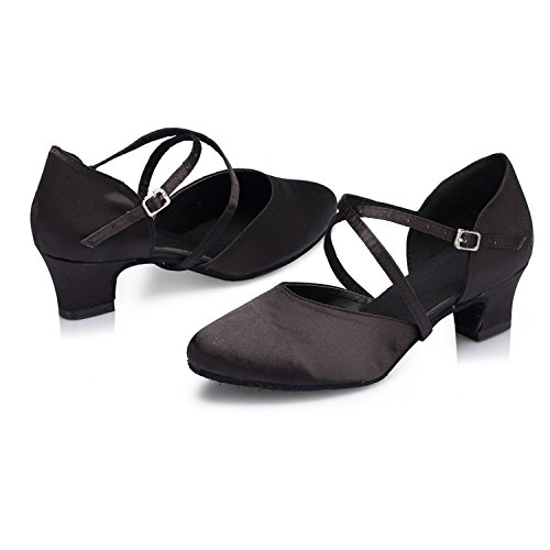 Miyoopark L116 - Zapatos de baile de satén con punta cerrada, color Negro, talla 41 EU