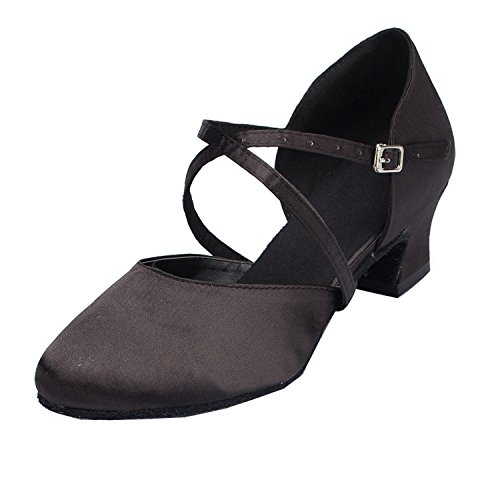 Miyoopark L116 - Zapatos de baile de satén con punta cerrada, color Negro, talla 41 EU