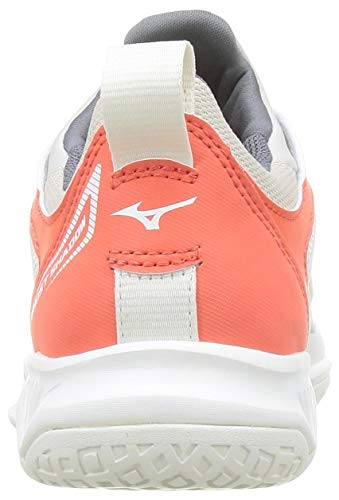 Mizuno Ghost Shadow, Zapatilla de Balonmano Mujer, Swhite/Qshade/Hot Coral, 40 EU