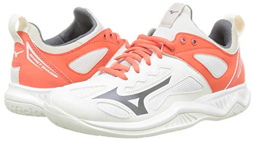 Mizuno Ghost Shadow, Zapatilla de Balonmano Mujer, Swhite/Qshade/Hot Coral, 40 EU