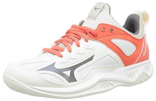 Mizuno Ghost Shadow, Zapatilla de Balonmano Mujer, Swhite/Qshade/Hot Coral, 40 EU