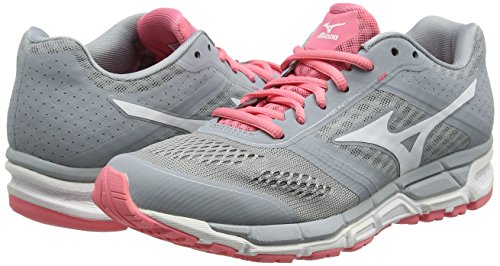 Mizuno Mizuno Synchro Mx - Zapatillas de running Mujer, color Gris - Grey (Quarry/White/Strawberry Pink), talla 42 EU (8 UK)