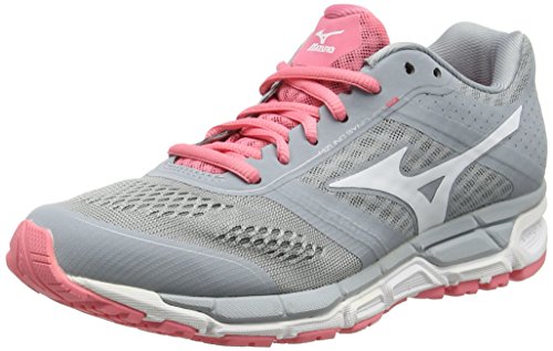Mizuno Mizuno Synchro Mx - Zapatillas de running Mujer, color Gris - Grey (Quarry/White/Strawberry Pink), talla 42 EU (8 UK)
