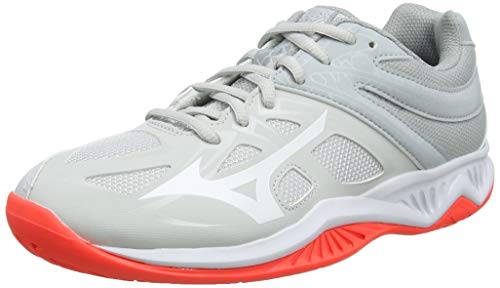 Mizuno Thunder Blade 2, Zapatillas de Voleibol Mujer, Gris Glaciergray Blanco Fiery Coral 60, 38 EU