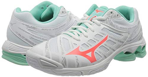Mizuno Wave Voltage, Zapatillas de vleibol Mujer, Blanco Fierycoral2 Iceg, 38 EU