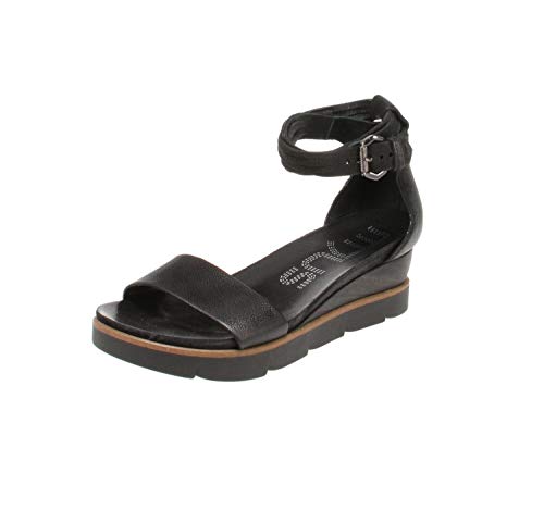 Mjus 866005 - Sandalias de mujer con cuña de piel negra Negro Size: 38 EU