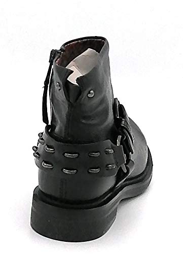 Mjus M64207 - Botines de piel negra con cremallera y hebilla de accesorios 0-1 - Talla del zapato 38 EU Color Negro