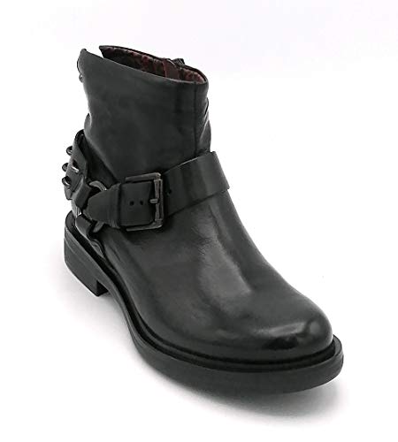 Mjus M64207 - Botines de piel negra con cremallera y hebilla de accesorios 0-1 - Talla del zapato 38 EU Color Negro