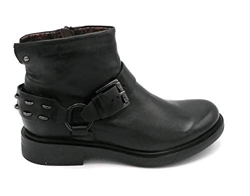 Mjus M64207 - Botines de piel negra con cremallera y hebilla de accesorios 0-1 - Talla del zapato 38 EU Color Negro
