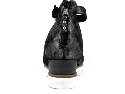 Mjus, Sandalo de mujer de piel negra laminada, cuña media, 5 cm, 866026 Beige Size: 36 EU
