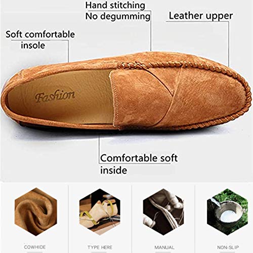 Mocasines Cómodos de Conducción Gamuza para Hombre Plano Informal Caminar Brogue Clásico Negocios Zapatos Barco Vestir 43-44 EU Blanco,27.0 CM del talón a los pies