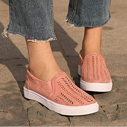 Mocasines de Las Mujeres de los Zapatos vulcanizados Femeninos resbalón en Las Zapatillas de Deporte al Aire Libre Huecas Respirables de Las señoras Ocasionales Planos Bajos