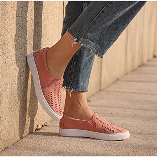 Mocasines de Las Mujeres de los Zapatos vulcanizados Femeninos resbalón en Las Zapatillas de Deporte al Aire Libre Huecas Respirables de Las señoras Ocasionales Planos Bajos