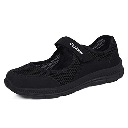 Mocasines para mujer de tejido ligero, elásticos, para correr, caminar, zapatos planos y casuales, para deporte, zapatos de agua para mujer, color Negro, talla 39 EU