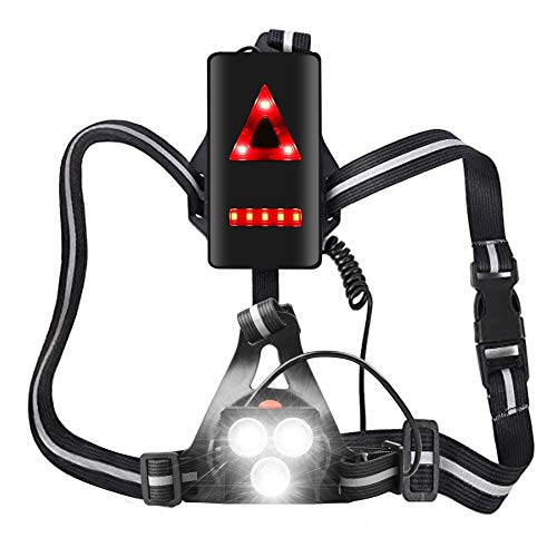MOCOLI Luz para Correr Running, Luz del Pecho, Recargables USB Impermeable, 4 Modos 500 Lúmenesx3LEDS, luz Trotar, Pescar, Acampar, pasear Perros y más