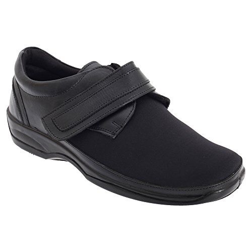 Mod Comfys - Zapatos cómodos elásticos de Ancho Especial para Mujer (42/Negro)