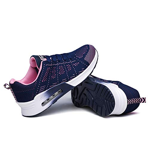 Moda para Mujer Entrenador de Running de Aire Transpirable Jogging Fitness Sneakers Casual Walking Shoes Bleu EU 35