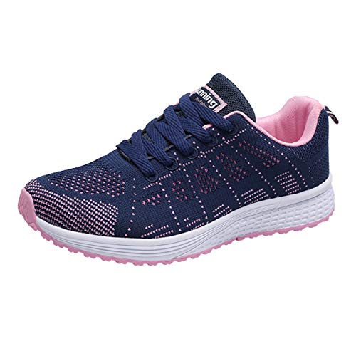 Moda para Mujer Zapatillas de Deporte de Malla Punta Redonda Correas Cruzadas Zapatillas de Deporte Zapatos para Caminar Correr Transpirable Zapatos Planos Casuales