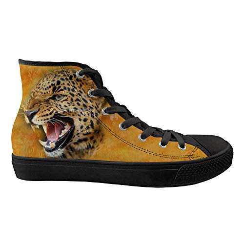 MODEGA Leopardo Zapatos Negros del Top del Alto De Los Zapatos De Lona Hombres Leopardo De Impresión para Las Mujeres Los Zap