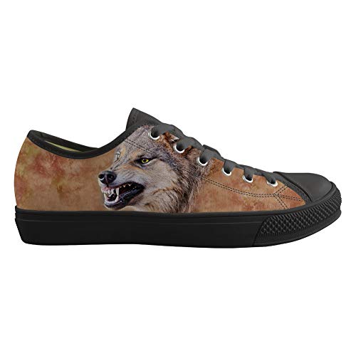 MODEGA Zapatos Superiores Bajos De Impresión En Negro Lobo para Los Zapatos De Lona Hombres Lobo De Impresión para Las Mujere