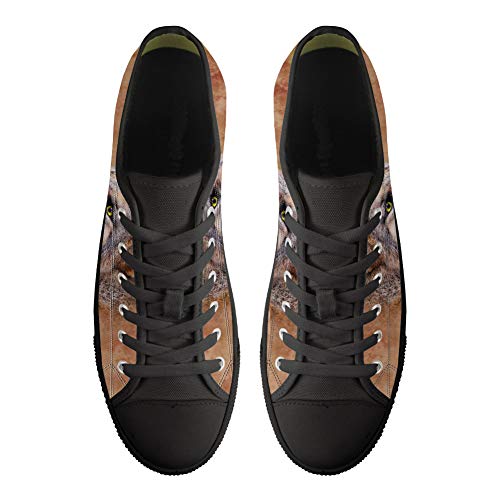 MODEGA Zapatos Superiores Bajos De Impresión En Negro Lobo para Los Zapatos De Lona Hombres Lobo De Impresión para Las Mujere