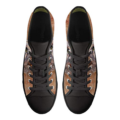 MODEGA Zapatos Superiores Bajos De Impresión En Negro Lobo para Los Zapatos De Lona Hombres Lobo De Impresión para Las Mujere