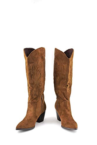Modelisa - Botas Cowboy con Tacón Medio para Mujer (Marrón, Numeric_36)