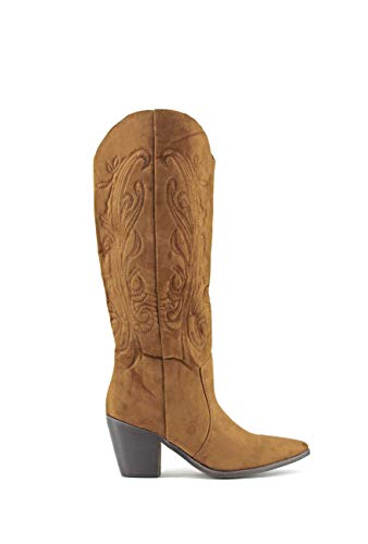 Modelisa - Botas Cowboy con Tacón Medio para Mujer (Marrón, Numeric_36)