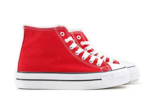 Modelisa - Zapatilla Plataforma Mujer (38, Rojo)