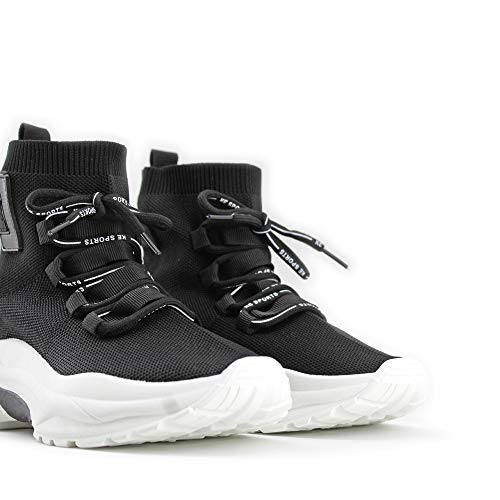 Modelisa - Zapatillas con Plataforma Estilo Calcetin con Cordón para Mujer (Negro, Numeric_40)