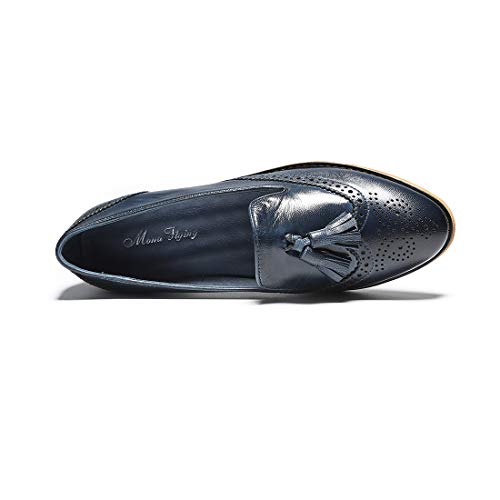 Mona flying Mocasines con borlas de Cuero Genuino para Mujer Zapatos Planos Ocasionales