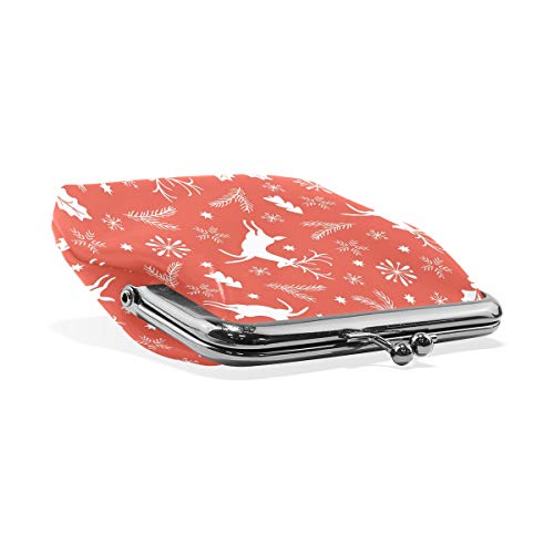 Monedero de monedero de cuero de alto grado de alce de Navidad Monedero de cierre a presión Mon