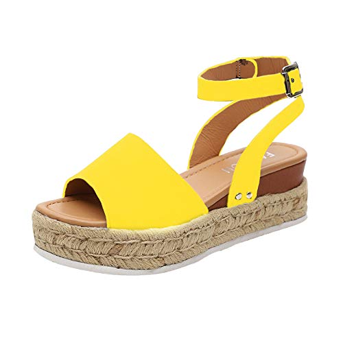 MoneRffi Sandalias de Plataforma para Mujer Peep Toe Sandalias Plataforma cuña tacón Casual Zapatos de Verano Espadrille Hebilla Zapatos de Playa para Viajes de Verano