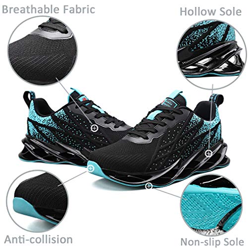 Monrinda Zapatillas Running para Hombre Mujer Zapatos Deportivo Transpirables Casual Gimnasio Correr Sneakers Verde Black Blue 40EU