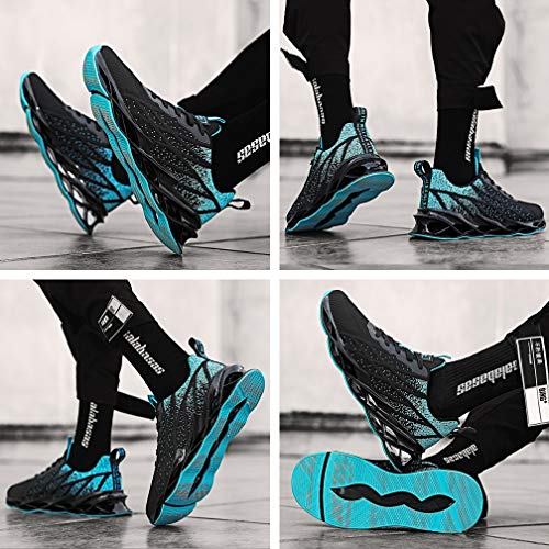 Monrinda Zapatillas Running para Hombre Mujer Zapatos Deportivo Transpirables Casual Gimnasio Correr Sneakers Verde Black Blue 40EU