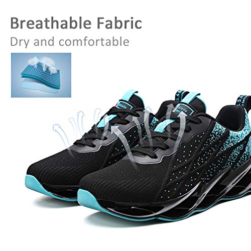 Monrinda Zapatillas Running para Hombre Mujer Zapatos Deportivo Transpirables Casual Gimnasio Correr Sneakers Verde Black Blue 40EU