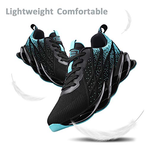 Monrinda Zapatillas Running para Hombre Mujer Zapatos Deportivo Transpirables Casual Gimnasio Correr Sneakers Verde Black Blue 40EU
