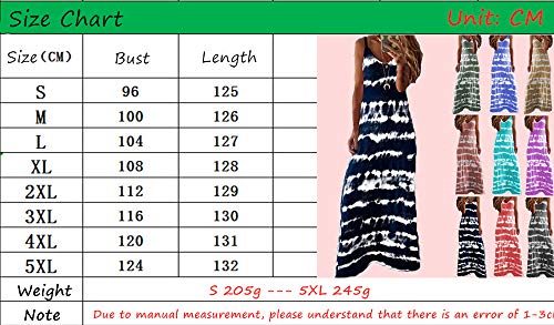 Morbuy Vestidos Mujer Casual Playa Largos Verano Tie Dye Cuello V Suelto Sin Mangas Casual Falda Larga Maxi Vestido Playeros Sin Accesorios (M,Azul Marino)