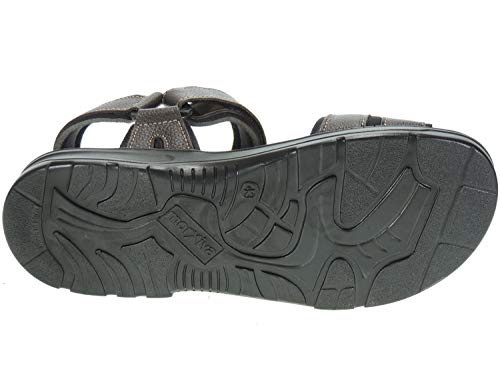 MORXIVA 37003 Sandalia Casual Piel Nobuc California Cangrejera | Punta Abierta | Ajuste Velcro | para Hombre | Planta Anatómica en Piel Acolchada MARRÓN Talla 42