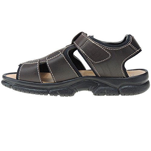 MORXIVA 7008 Sandalia Piel Cierre Velcro Forro Neopreno Punta Abierta para Hombre MARRÓN Talla 39