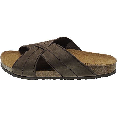 MORXIVA 8015 Sandalia Anatómica Piso Bio para Hombre - Piel Nobuk - Tiras Cruzadas MARRÓN Talla 42