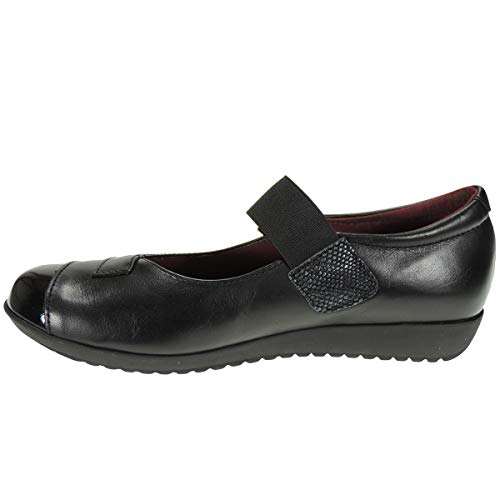 MORXIVA 920MX Zapato Casual Merceditas Punta Charol Elástico y Velcro para Mujer Negro Talla 37
