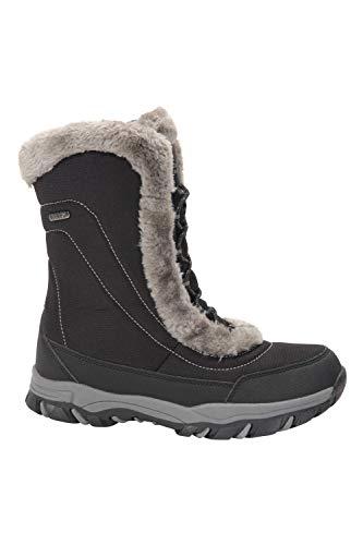 Mountain Warehouse Botas de Nieve para Mujer de Ohio: Zapatos de Invierno a Prueba de Agua, Parte Superior de Tela, Forro y Suela de Goma Isotherm Transpirable y Duradero Negro 38