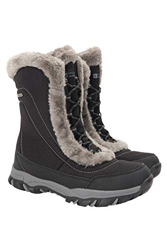 Mountain Warehouse Botas de Nieve para Mujer de Ohio: Zapatos de Invierno a Prueba de Agua, Parte Superior de Tela, Forro y Suela de Goma Isotherm Transpirable y Duradero Negro 38