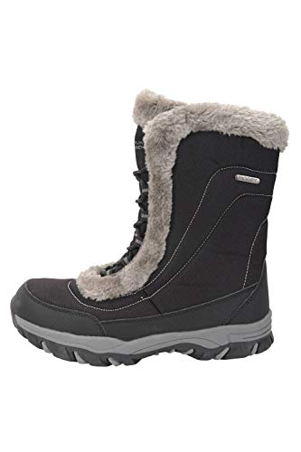 Mountain Warehouse Botas de Nieve para Mujer de Ohio: Zapatos de Invierno a Prueba de Agua, Parte Superior de Tela, Forro y Suela de Goma Isotherm Transpirable y Duradero Negro 40